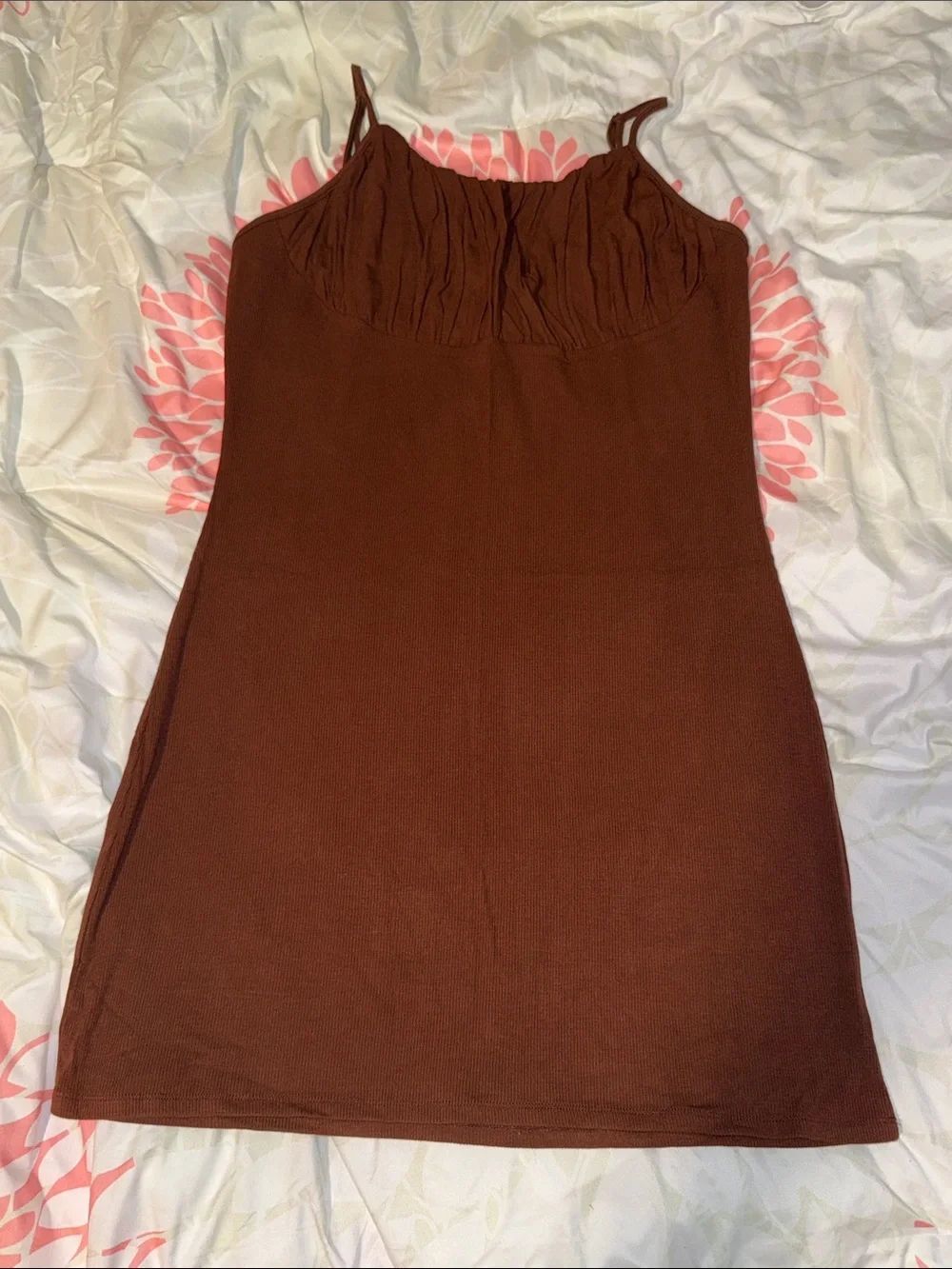Pacsun Ribbed Brown Spaghetti Strap Slip Dress